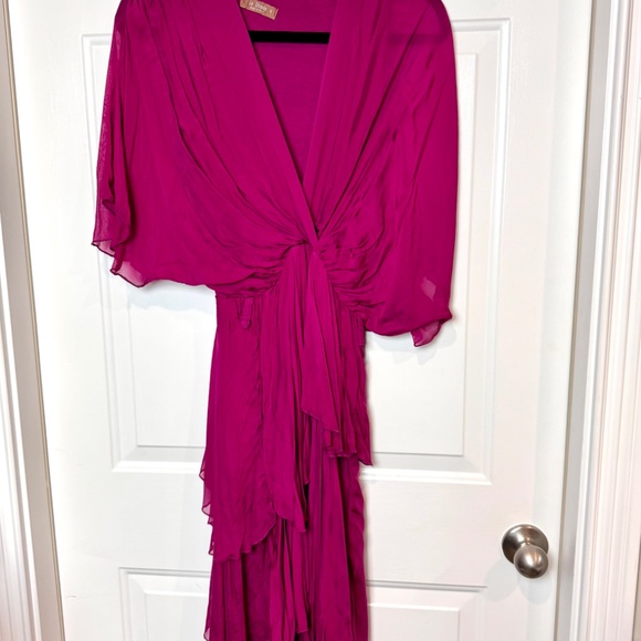 Elegant La Strada Silk Tie Dress in Fuschia, Size Small, EUC - Picture 4 of 11